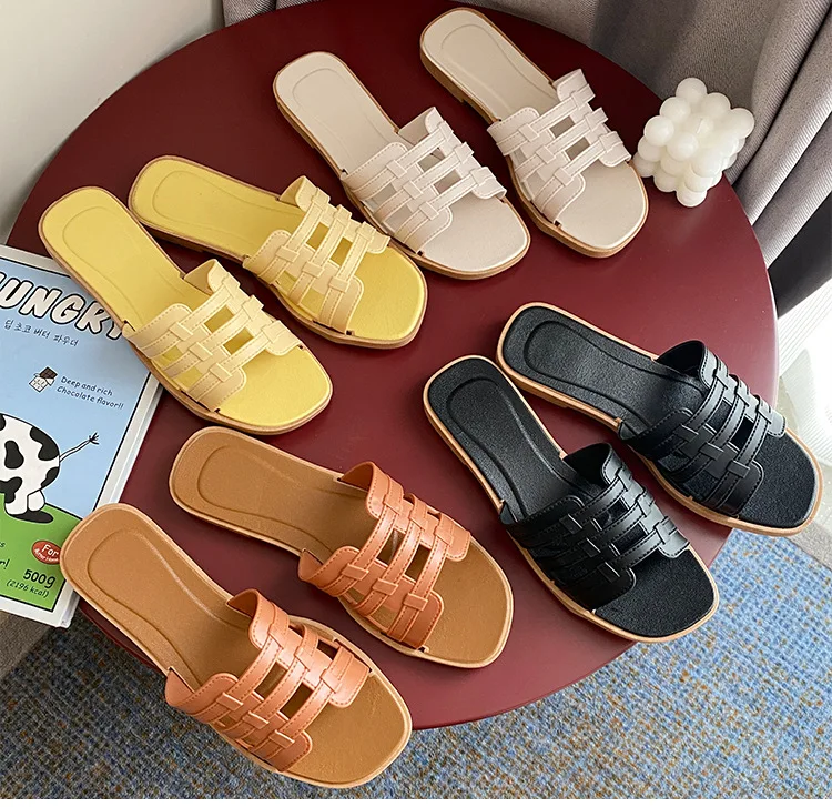 Ladies summer Mesh women Slippers Home Fashion Outwear Beach Sandals Slippers Flat PVC Bottom Slippers