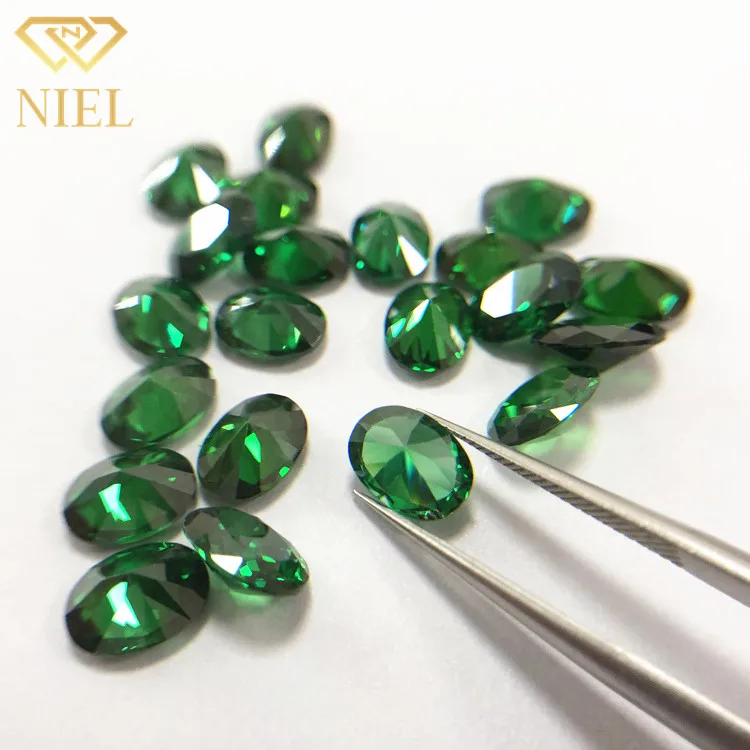 High quality egg shape 5x7mm - 10x12mm loose zircon price oval cz gem green stone cubic zirconia