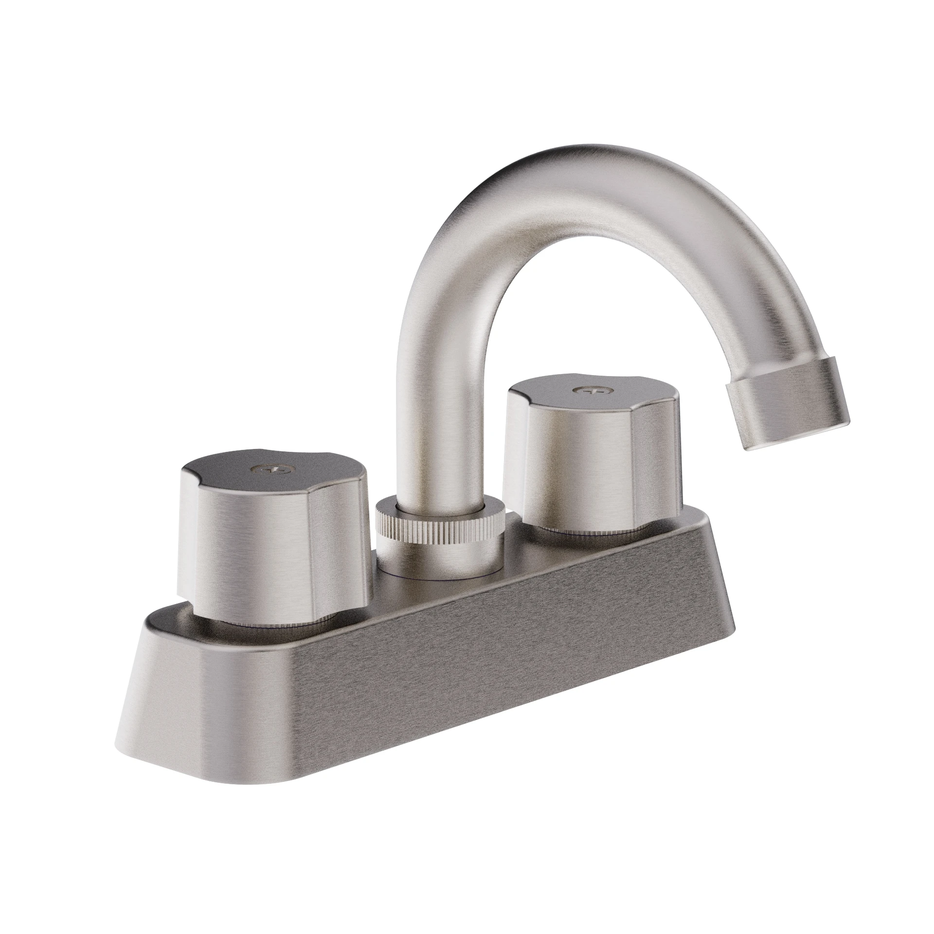 Chrome Rotatable Circular Nozzle Double Handle Bathroom Faucet With Pop-Up Drain Pipe And Water Supply Pipe