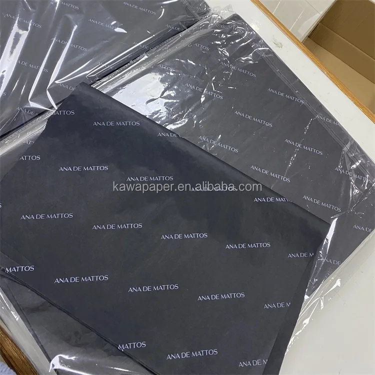 Custom Logo Luxury Packing Black Golden Gift Silk Wrapping Tissue Paper