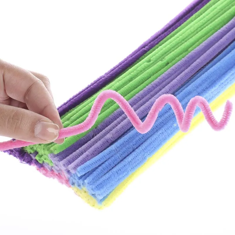 customized high quality colorful pipe cleaners 450pcs fluffy chunky craft pipe cleaners pink yellow DIY cartoon chenille stem
