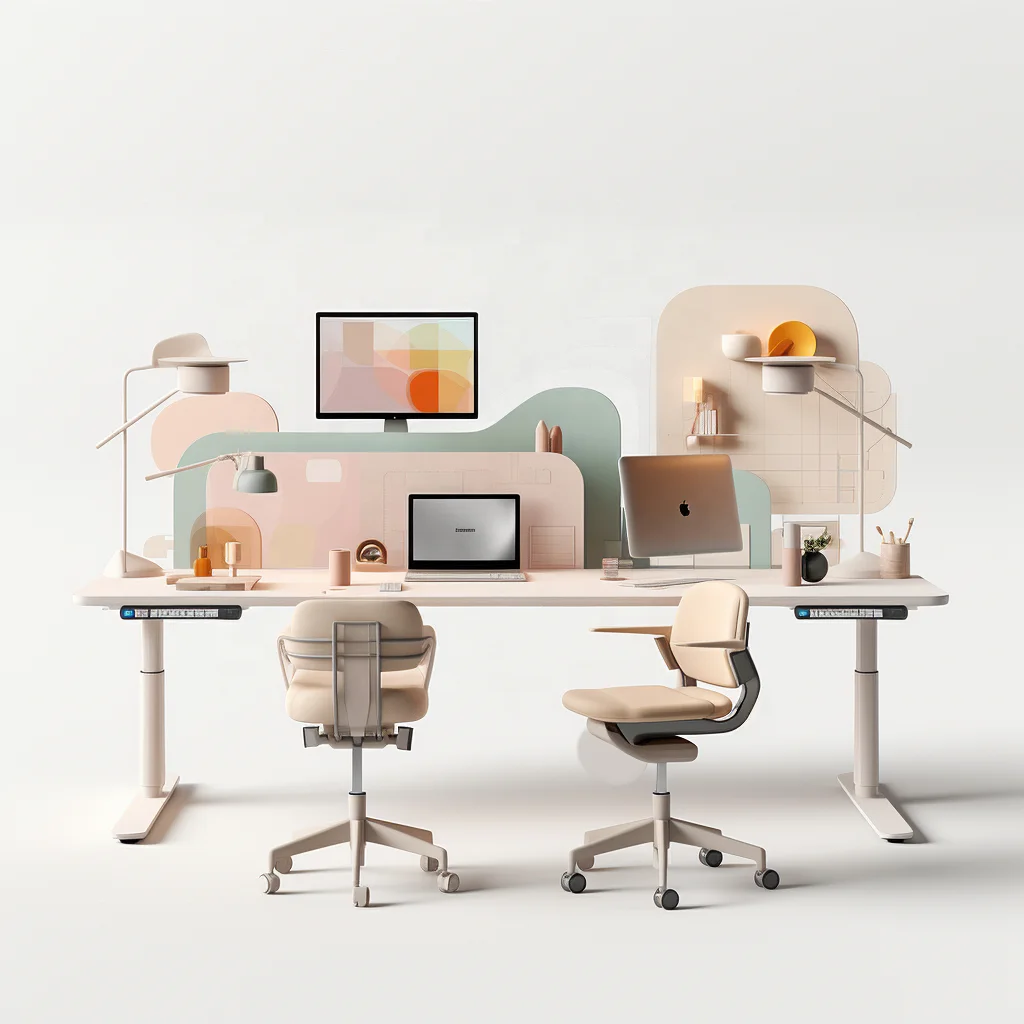 office furniture   electric  adjustable computer table commercial smart  legs metal customize solid wood desktop standing table