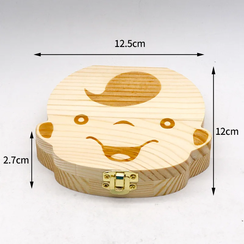 wholesale custom engrave children education tool wooden baby keepsake organizer box kids milk tooth box with lock for memory