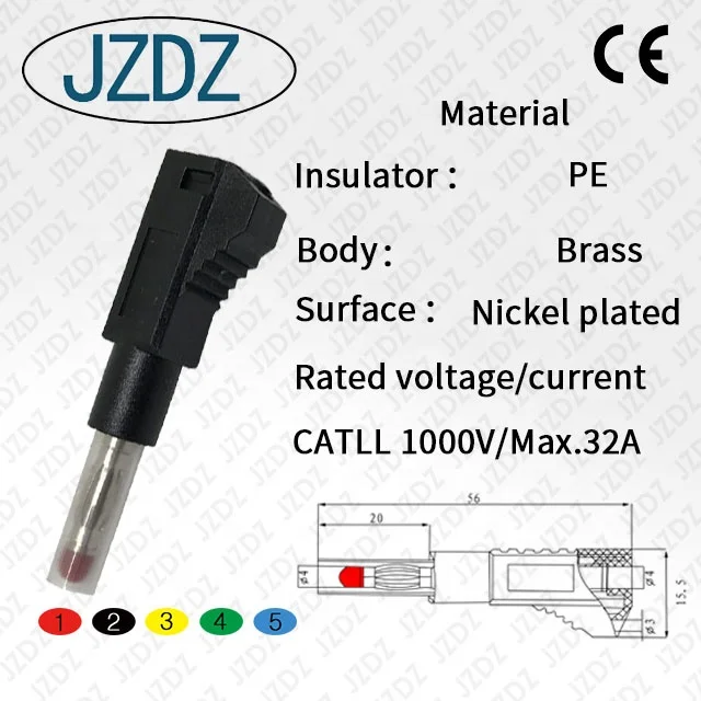 JZDZ J.10043 High-quality 4mm safe telescopic high-pressure banana plug can be superimposed
