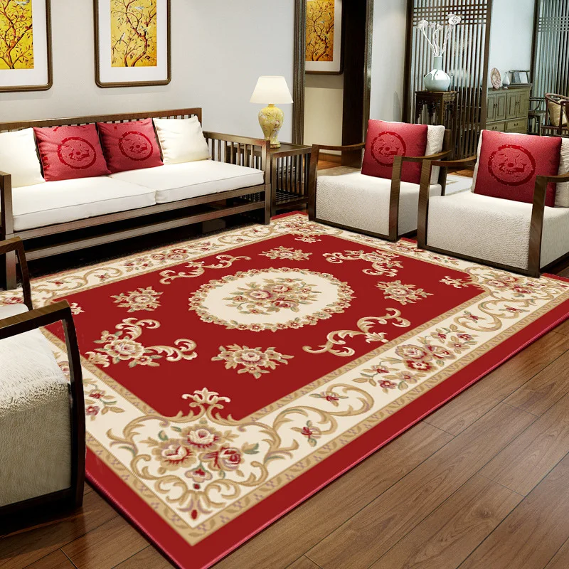 Luxury Handmade Woollen Carpet Red Carpet Rug Comfortable Sound Absorbing Features High-End Customised Living Room Office Door