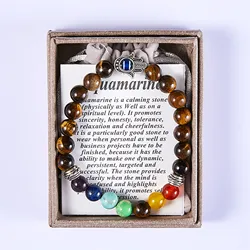8mm Beads Bracelet Wholesale Men Natural Stone Hand Of Fatima Beaded Chakra Tiger Eye Bracelet