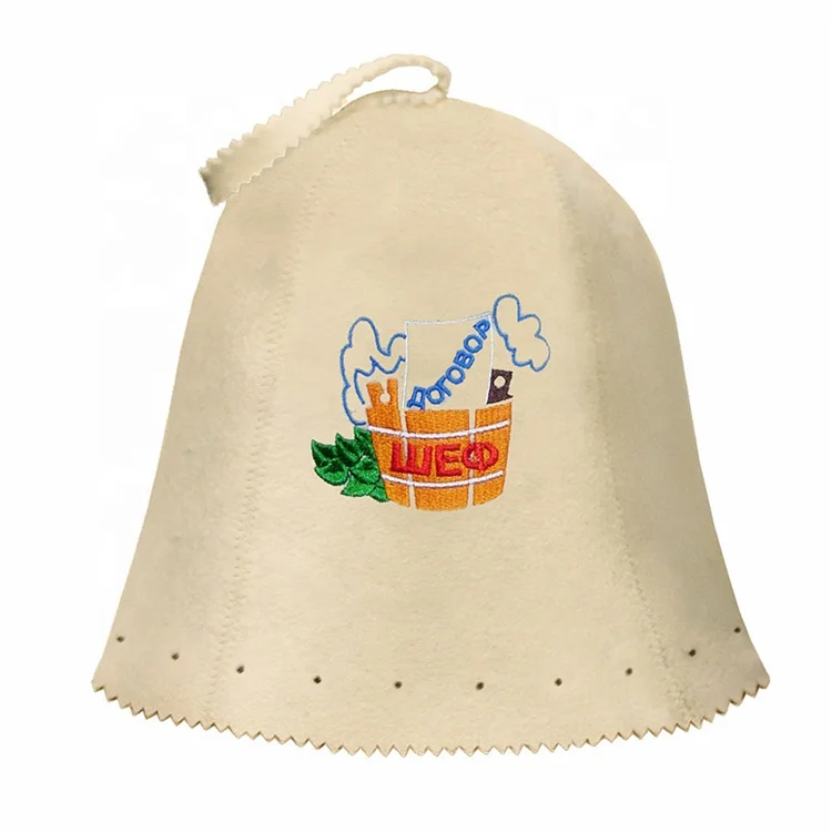 Customized logo nature 100% wool felt sauna hat