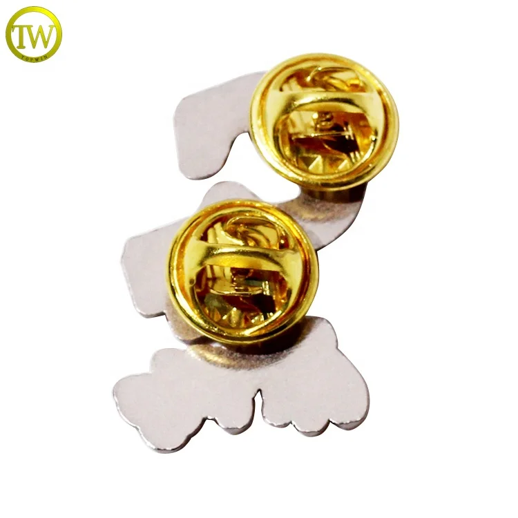 Custom letter badge pins clothing decorative name pin tags matte silver garment accessory metal butterfly label for promotion