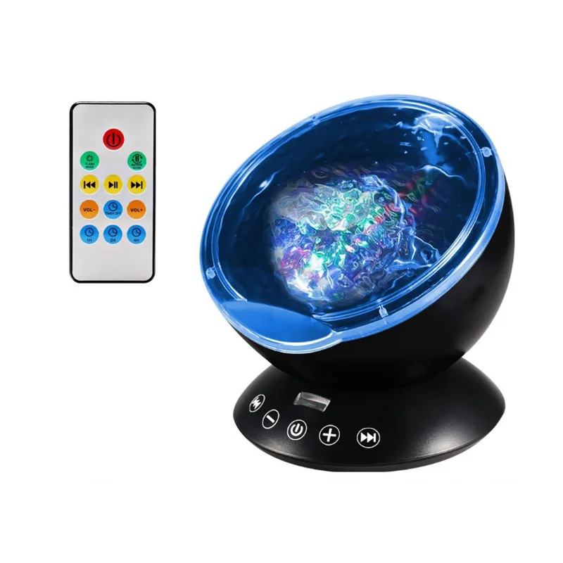 Wholesale multicolor nightlight led ocean wave projector night light with built in music player