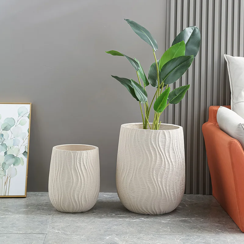 Fiber Clay Flower Garden Planter Pots Wholesale Price Fiber Flowerpots Sets For Indoor Outdoor Home Decoration