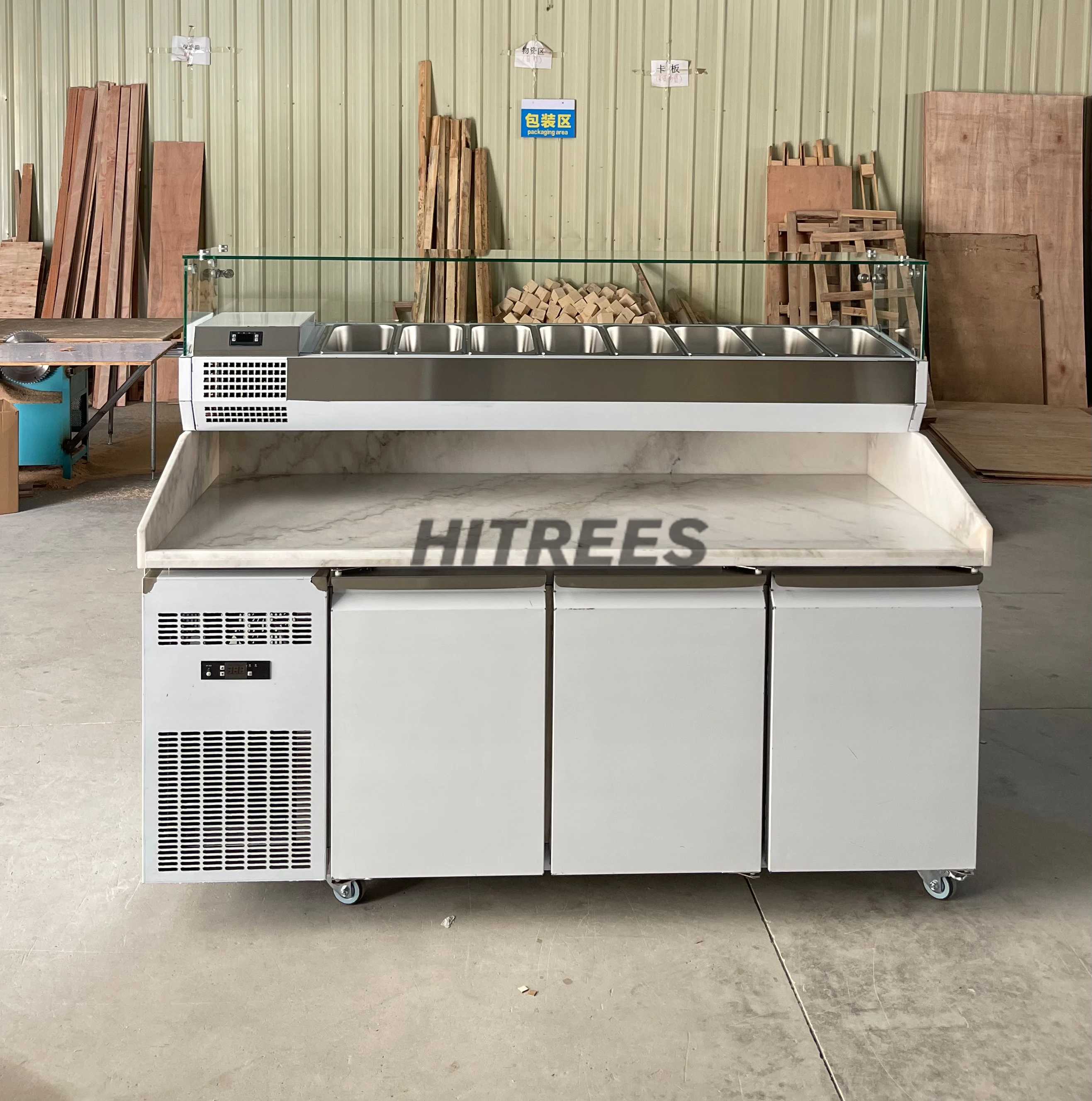 Refrigerated Pizza Making Machine Pizza Counter Display Refrigerator for Pizza Prep Table /Topping Bar