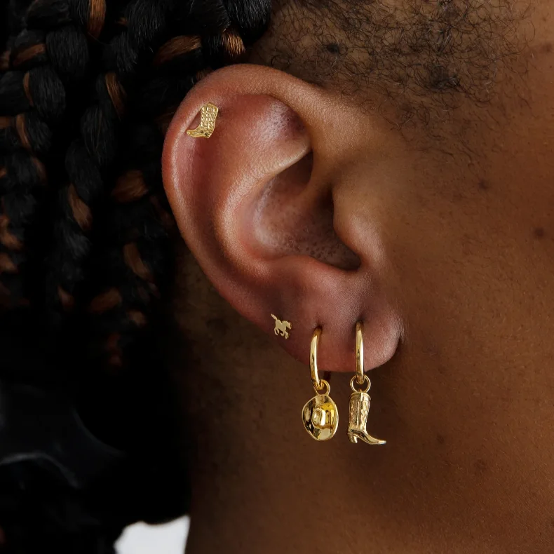 Custom Design Jewelry Sets Earrings 2023 Stainless Steel Non Fade Gold Dangle Earring Small Stud Cowboy Boot Earrings for Girls