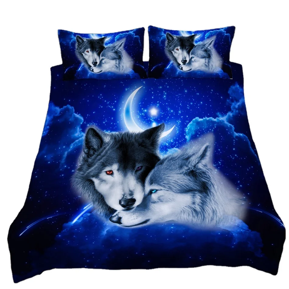 3D Duvet Quilt Cover Set Wolf Animal Print Bedding Set Single Double Twin Full Queen King Size Bed Linen For Children Kid Adults