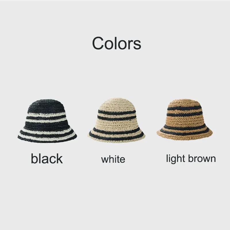 Wholesale New Striped Fisherman Bucket Hats Collapsible Crochet For Women Designer Luxury Beach Hats Summer Sunshade Hat