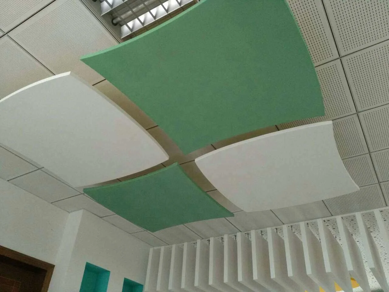 Fiber glass wool sound insulation ceiling tile acoustic cloud shape ceiling panel factory price