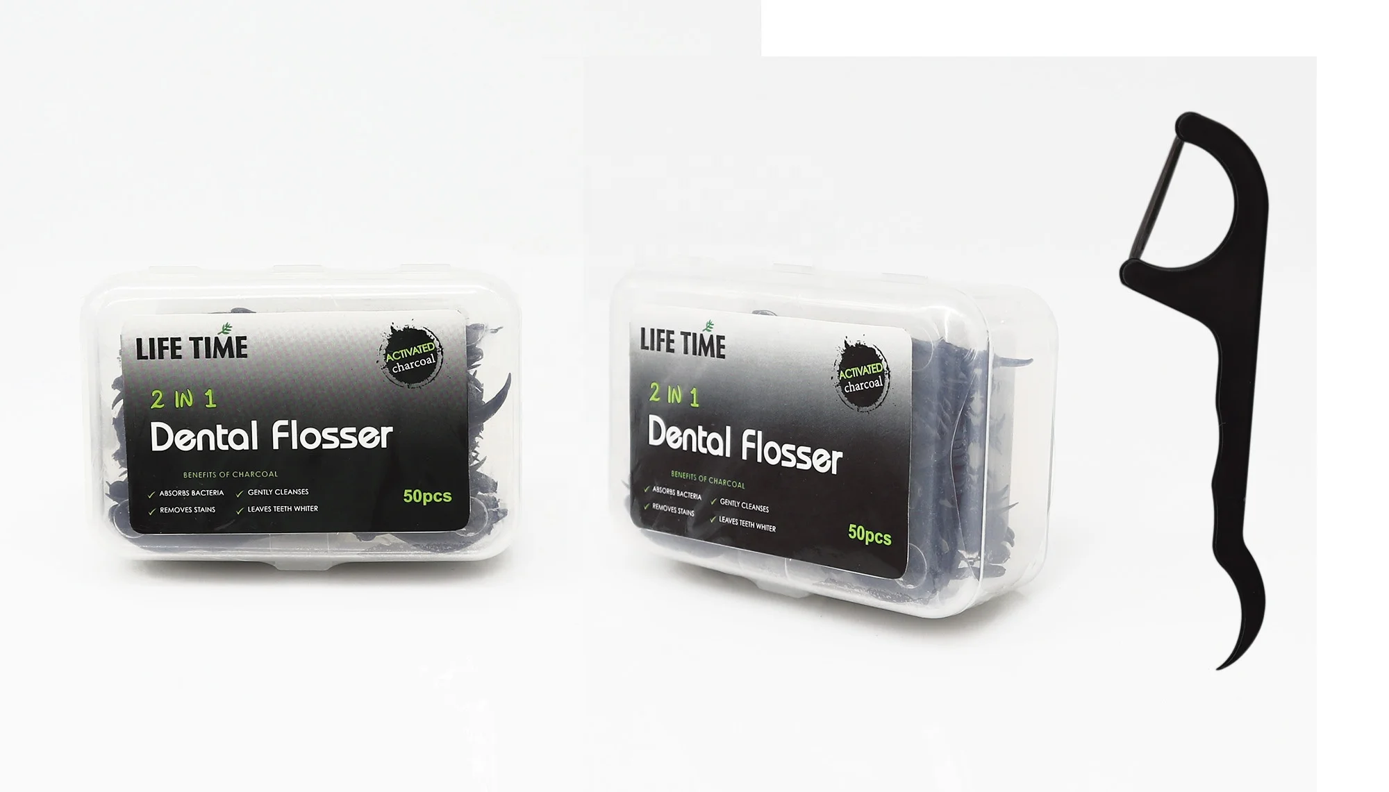 Factory customization bamboo charcoal dental flosser picker tooth cleaning dental floss pick colored dental floss pick