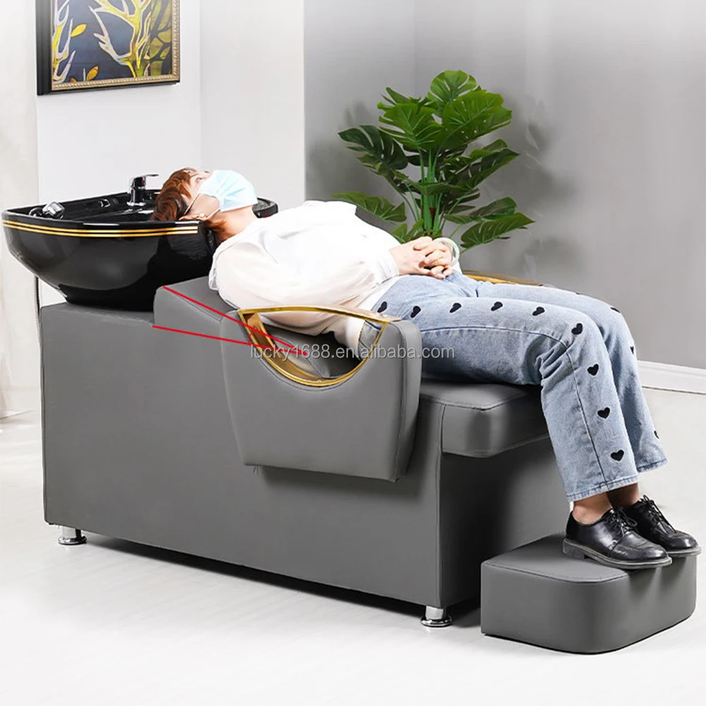 Professional Beauty Hair Salon Furniture Hair Washing Massage Bed Curved Shampoo Chair