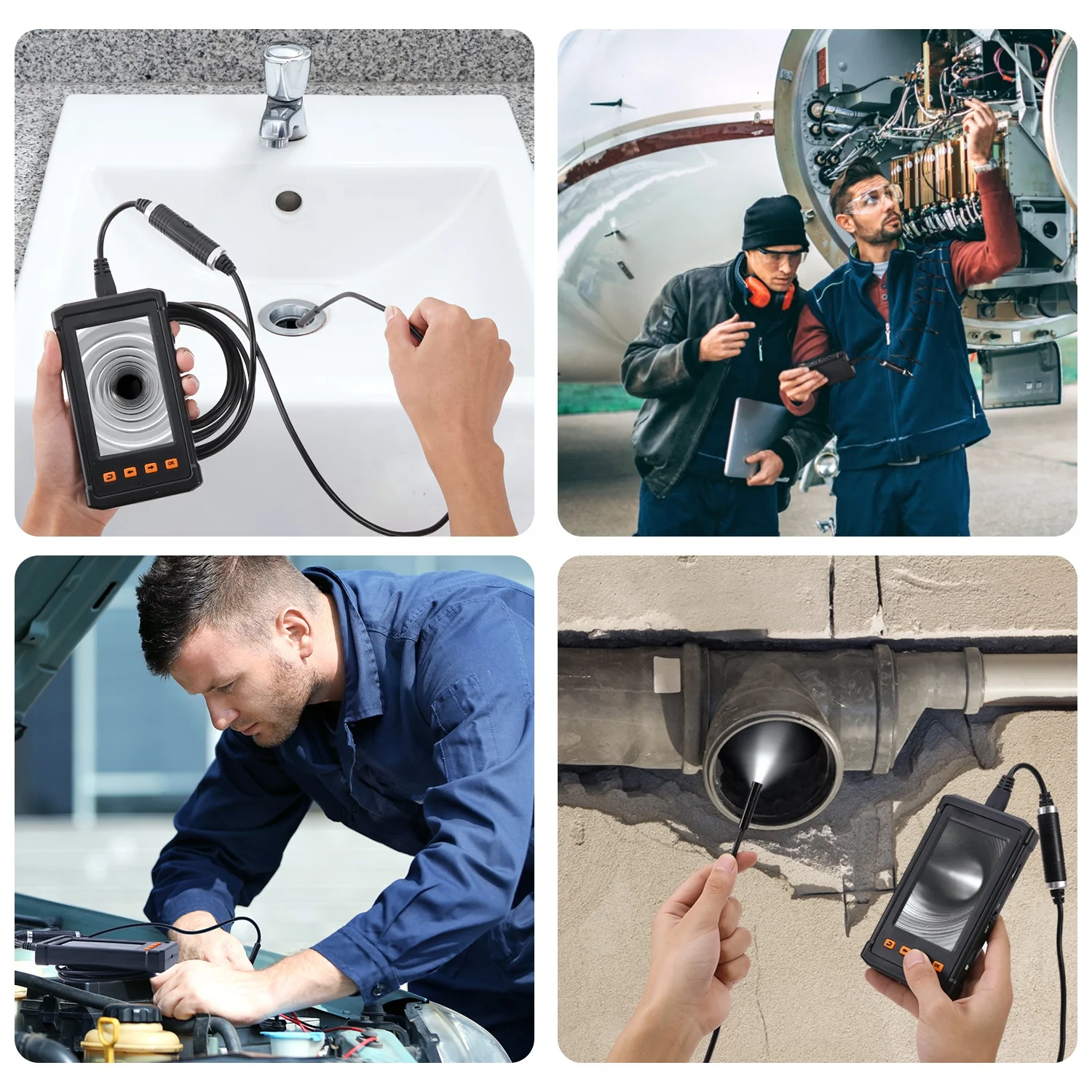 new model 1080P HD borescope 3X digital zoom Dual lens 4.3inch screen IPS high definition display endoscopy camera