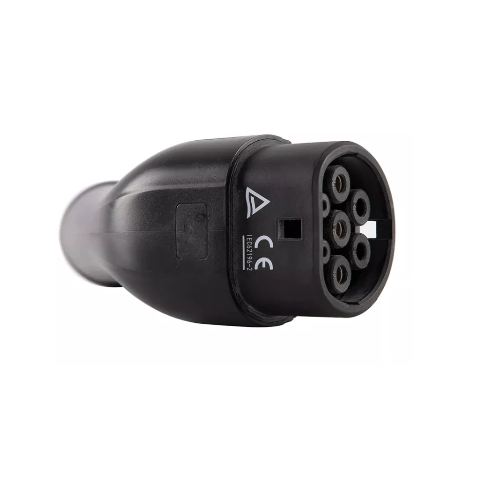 32A 3Phase 480V  Black Type2 female plug- car side Portable Ev Charger Battery Port Ev Charging Pile Gun Box Plug