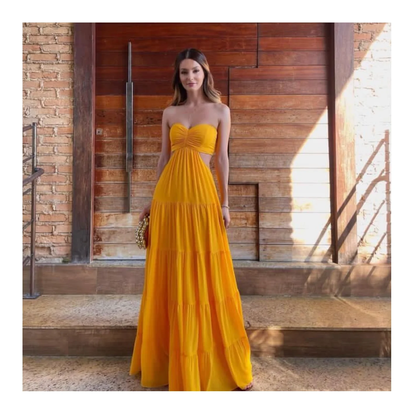 Оранжевое вечернее платье-трапеция длинное платье для женщин бальное новинка 2024 на заказ OEM