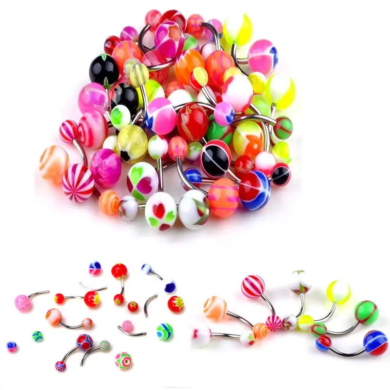 1PC Acrylic Belly Button Rings Navel Ring Mixed Colors Belly Piercing Body Jewelry for Women Beach Belly Piercing