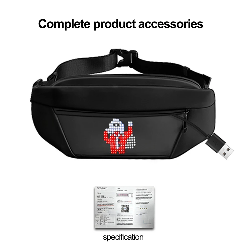 Mobile App Control Led Sports Bag Promotion Led Backpack Dynamic Full Color Led Screen Display 3D Backpack Smart Pixel Chest Bag