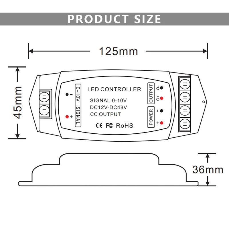 Преобразователь сигнала ШИМ от 0 до 10 В постоянного тока контроллер драйвера затемнения светодиодов постоянный ток 12 24 36 48 350 мА 700 1050 1-канальный выход