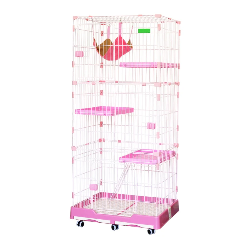 
The fine quality stainless steel wire wire PP plastic cat cages with wheelscat house 