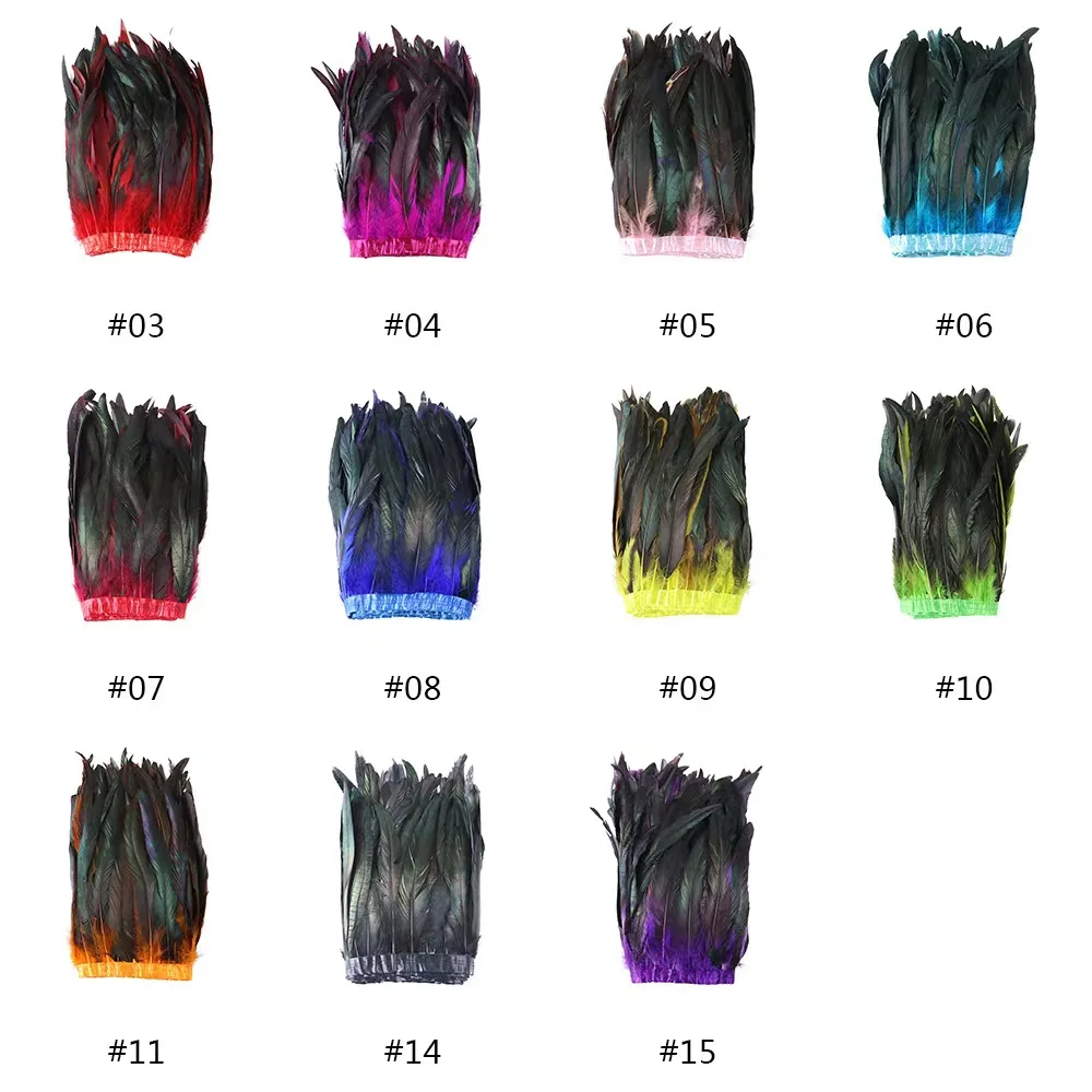 10-12inch (25-30cm) Decor Half Bronze Coque Rooster Feathers Fringe Ribbon Trim Carnival Festival Cock Tail Feather Trimming
