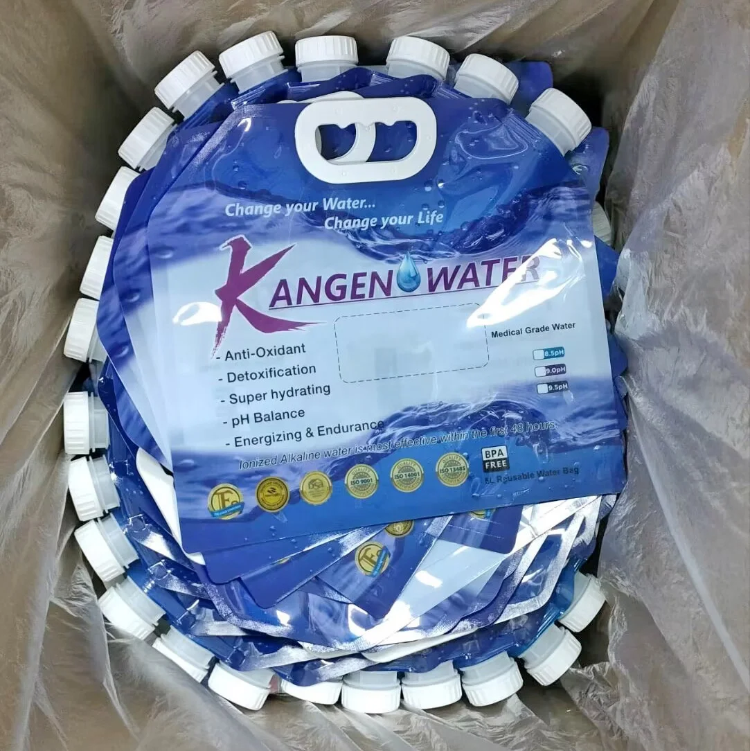 Portable plastic spout pouch bag hydration 5l alkaline drinking kangen water bags