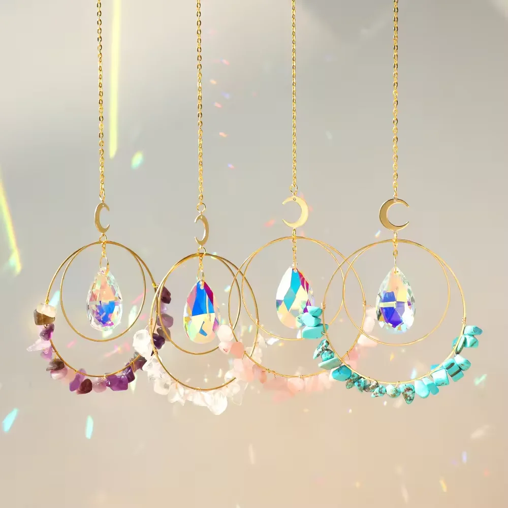 Kabbalah Raw Crystal Gemstone Wall Decor Handmade Gemstone Reiki Crystals Hanger Christmas Ornament Wedding Souvenir Gift