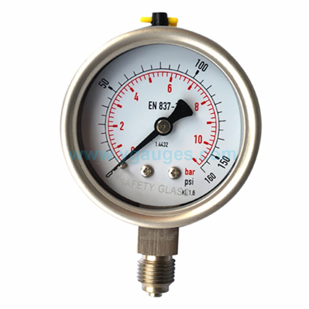 2023 hot sale high quality stainless steel en837-1 liquid filled gauge