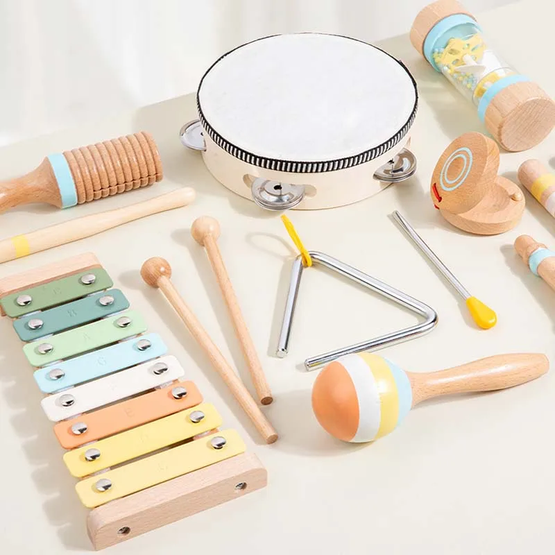 New Design Wooden Percussion Instruments for Kids Neutral Color Musical Toys Baby Musical Instruments Montessori Toys