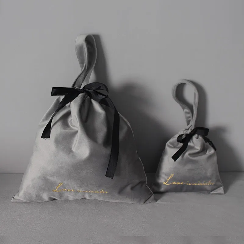 Large Size Soft Christmas Wedding Velvet Drawstring Gift Bags Jewelry Packing Red Velvet Bag