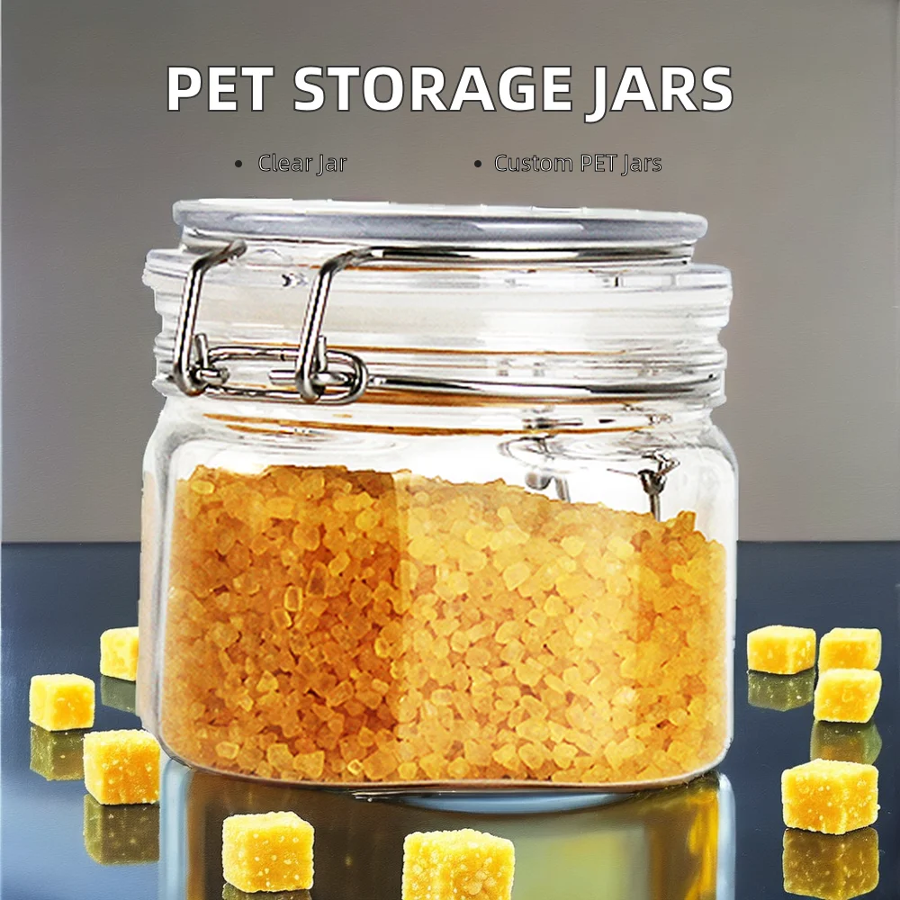 Customized 150ml 200ml 250ml 500ml PET Container Storage Jars Food Grade Plastic Tank with Transparent Metal Personal Care Cream