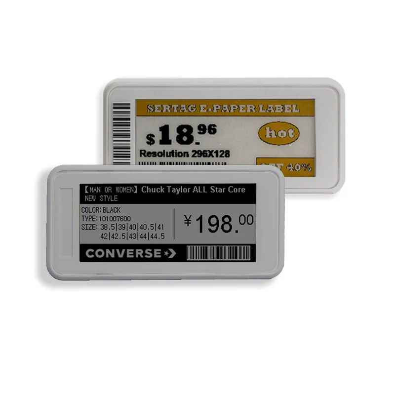 Sertag 2.9 inch e ink price tag BLE 5.0 nfc electronic shelf label