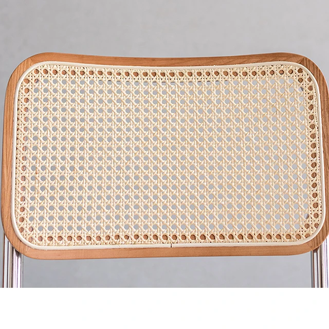 Hot Sale Cane Back Chair  Gold Metal Iron Steel Single Rattan Dining Chairs