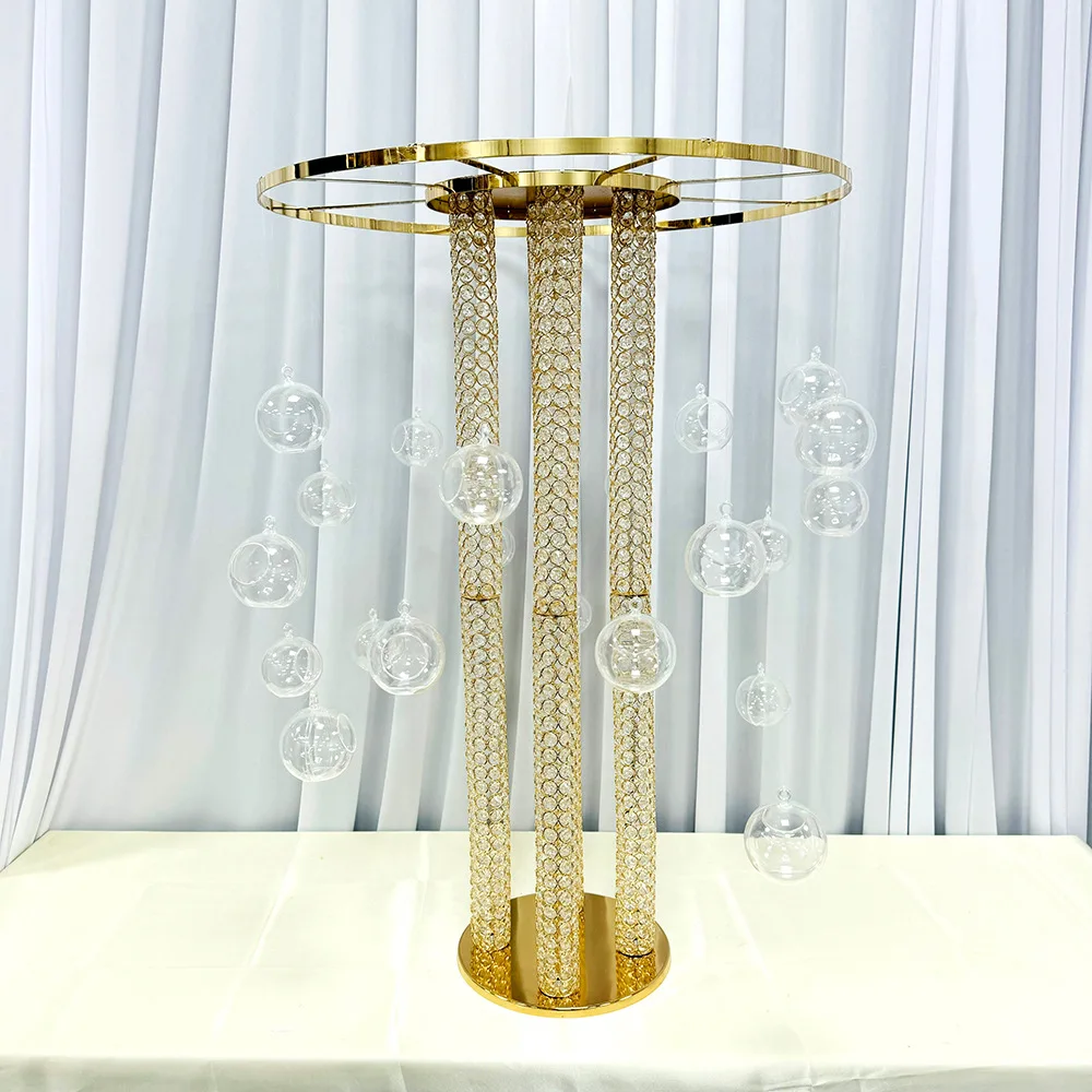 Crystal Metal Centerpiece Stand Crystal Centerpiece Gold Road Lead Flowers Stand Wedding Table Centerpiece