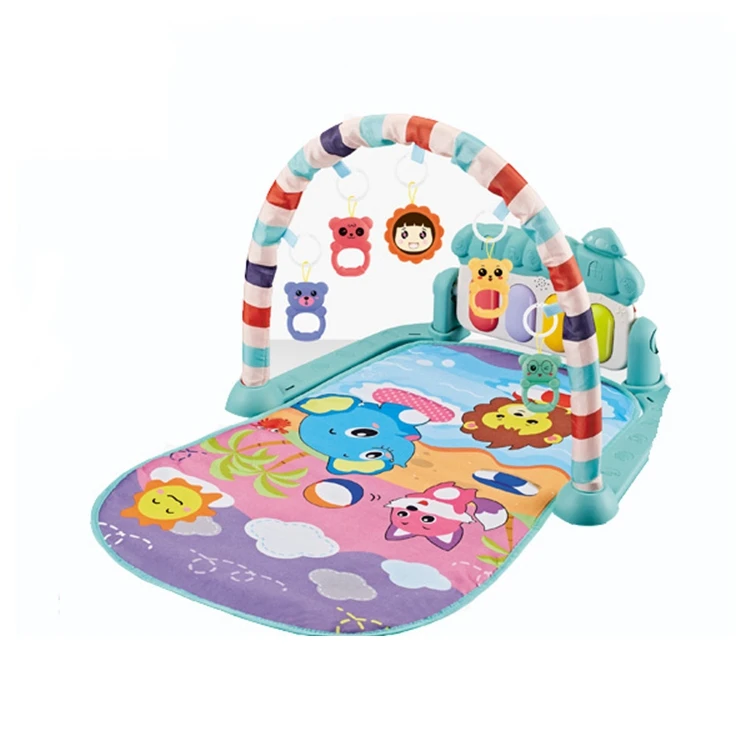 Wholesale newborn fitness  pedal piano toy play mats babies  music game blanket musical piano baby play gym mat with hanging toy