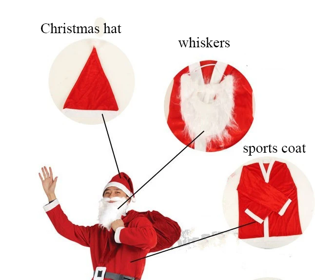 
5 sets of Santa Claus costumes non-woven items Santa Claus costume 