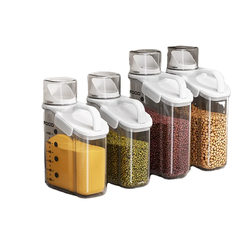 PET Plastic Kitchen Food Organizer Moisture-proof Sealing Jar Grain Storage Tank With Lid