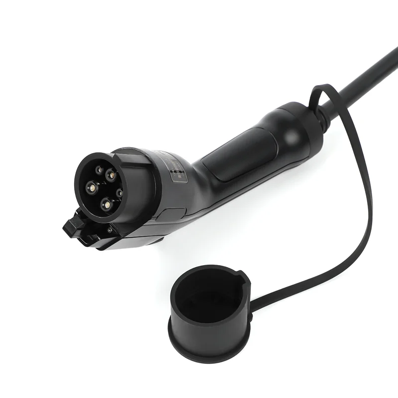 coiled cable green black Workersbee level 2 240V  EVSE Type 116A J1772 EV Charging Cable