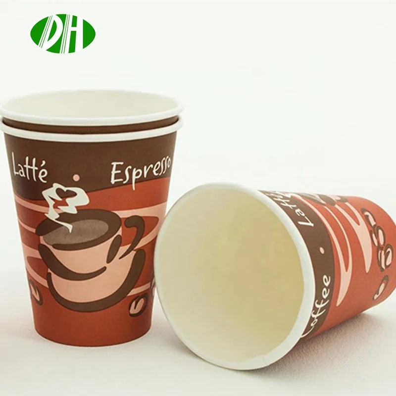 Custom printing Logo disposable single wall paper coffee juice cup with plastic lids for drink