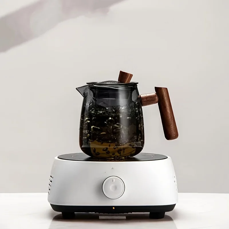 Modern Home 480ml Capacity Electric Ceramic Teapot Hand-Blown Glass Single Pot for Tea & Coffee High Temperature Oven