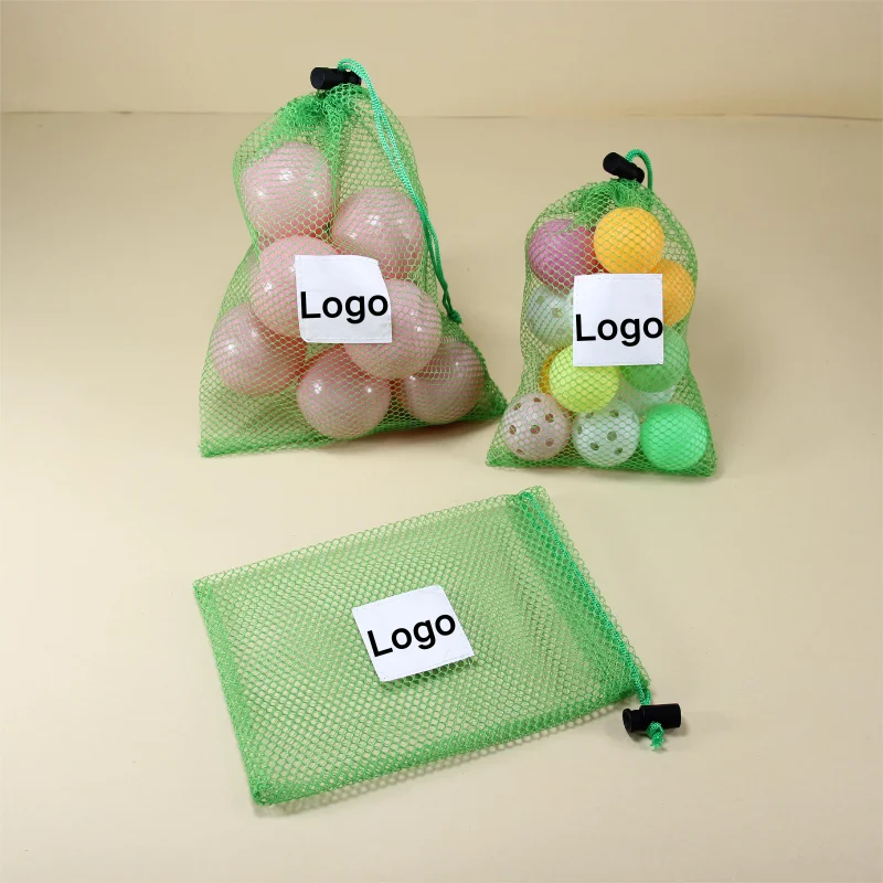 Hot Selling Custom Logo Nylon PET Net Mesh Drawstring Shoe Storage and Packaging Bags for Swimming & Shopping