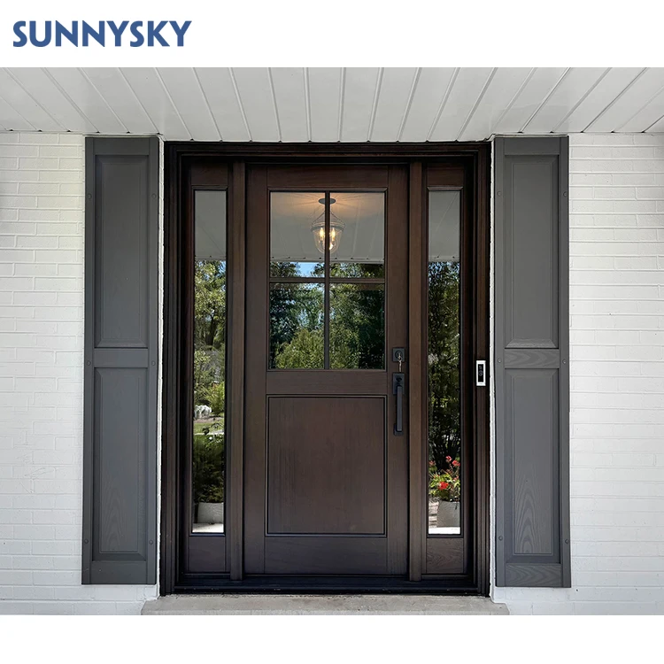 Sunnysky Exterior House Modern Glass Inserted Main Entrance Front Door Designs