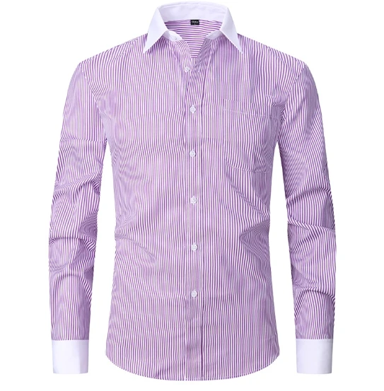 Liu Ming Men s Spring Summer Fashion 2024 Clothing Cotton Comfortable Business Long Sleeve Solid Stripe Shirts