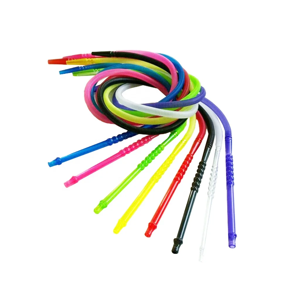 Cheap Food Grade Colorful One Time Use Disposable Plastic Black Shisha Pipe Hookah Hose