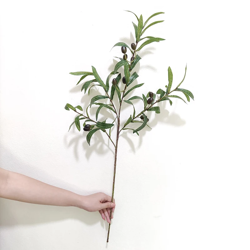 Hot Sale Home Wedding Decor Artificial Green Leaf Olive Tree Branches Stems Faux Plant High Quality Olive Branches With Fruit