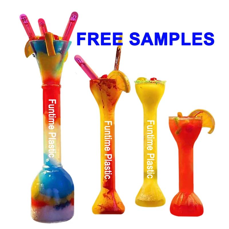 Las Vegas 16oz/24/32 Long Neck Party Cup Souvenir Daiquiri Drink Cups Slushy Yard With Straw